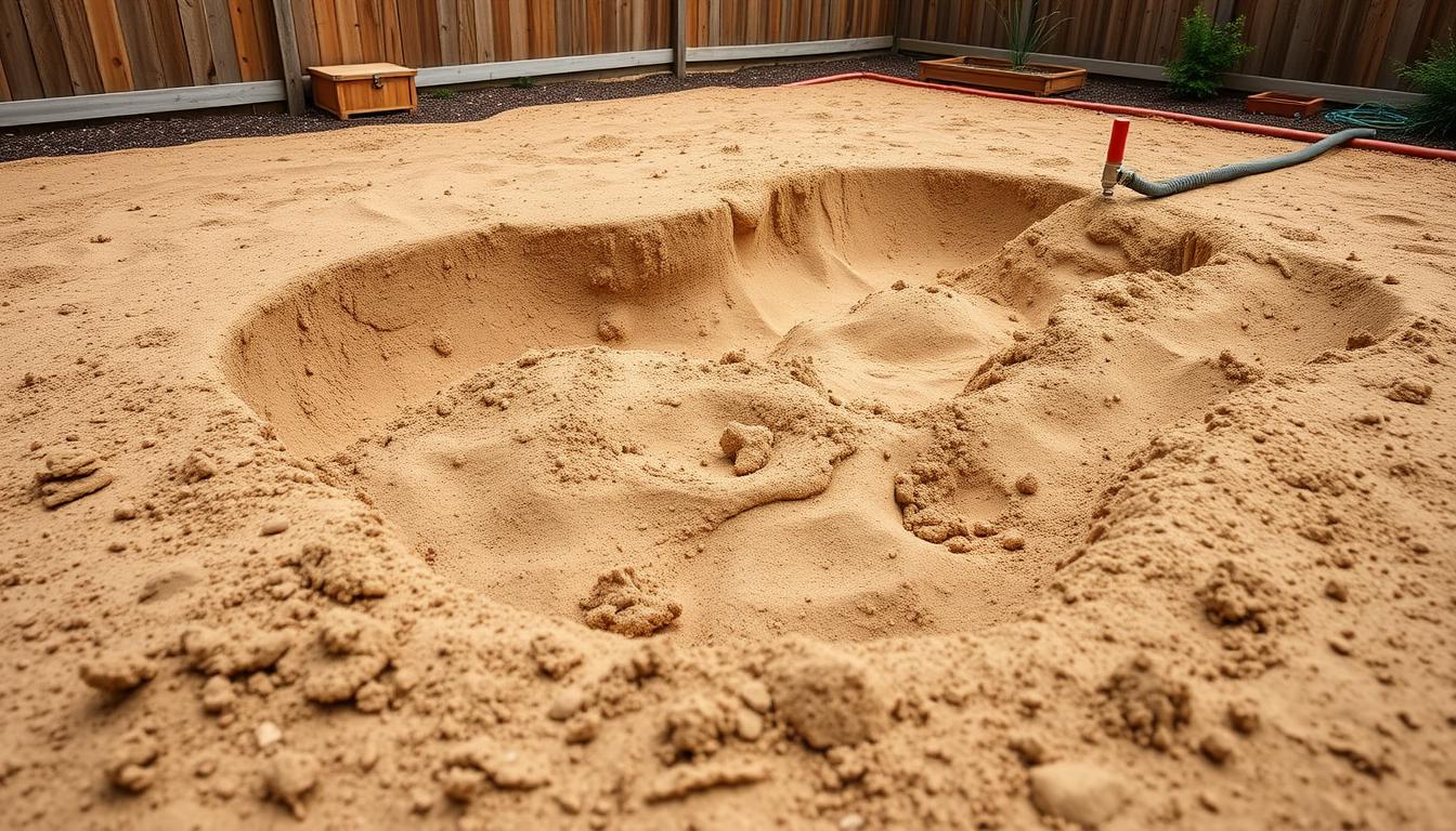 Sandkasten Drainage Vorbereitung